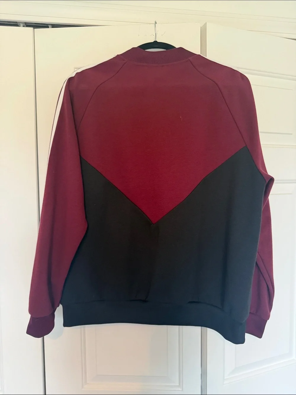 adidas Maroon, Black & Cream Three-Stripe Track Jacket